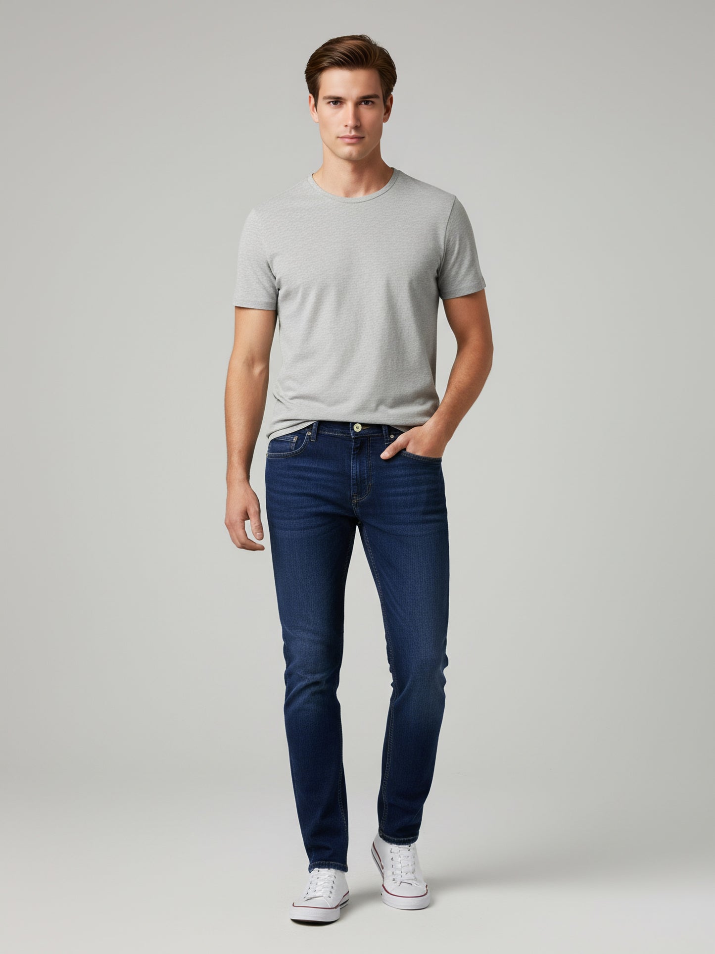 *Celio Men Blue Solid Skinny Fit Cotton Jeans