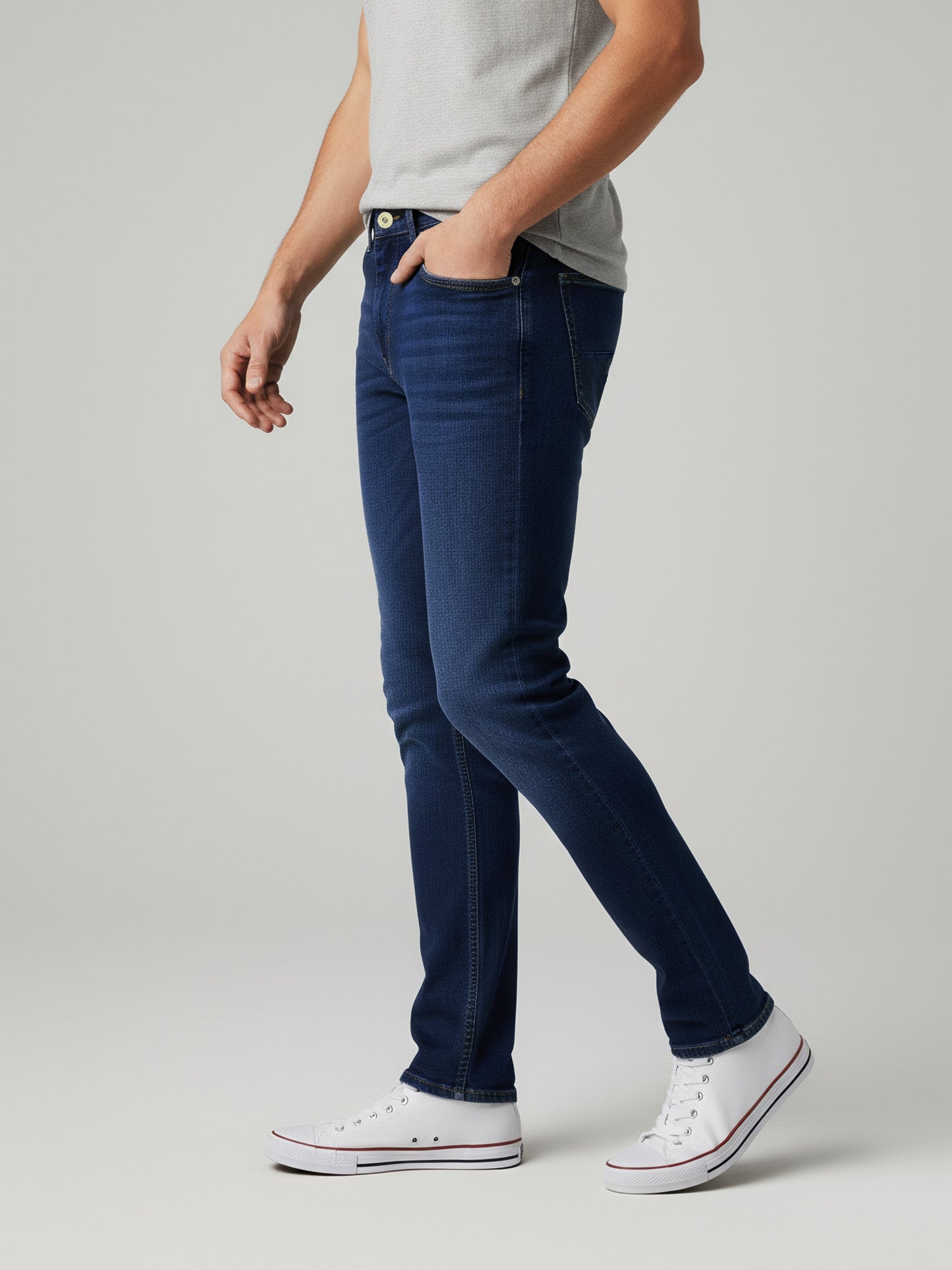 *Celio Men Blue Solid Skinny Fit Cotton Jeans