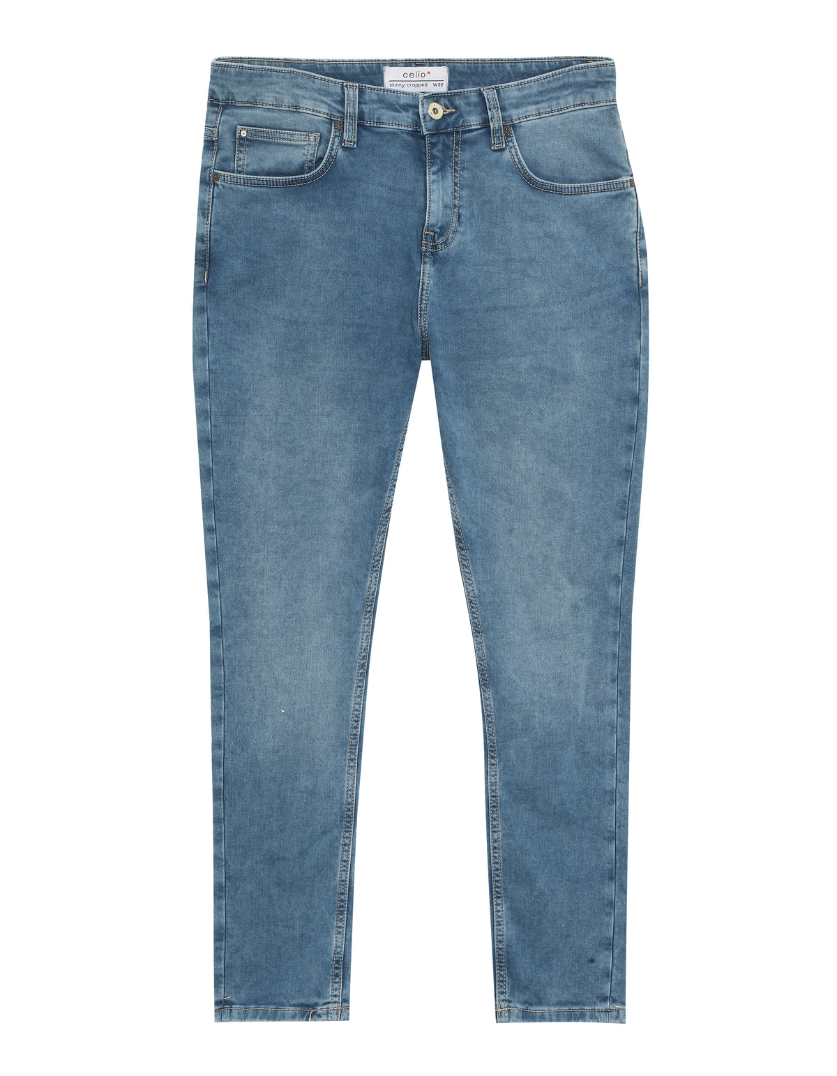 Skinny Fit Cotton Dobby Jeans - Blue