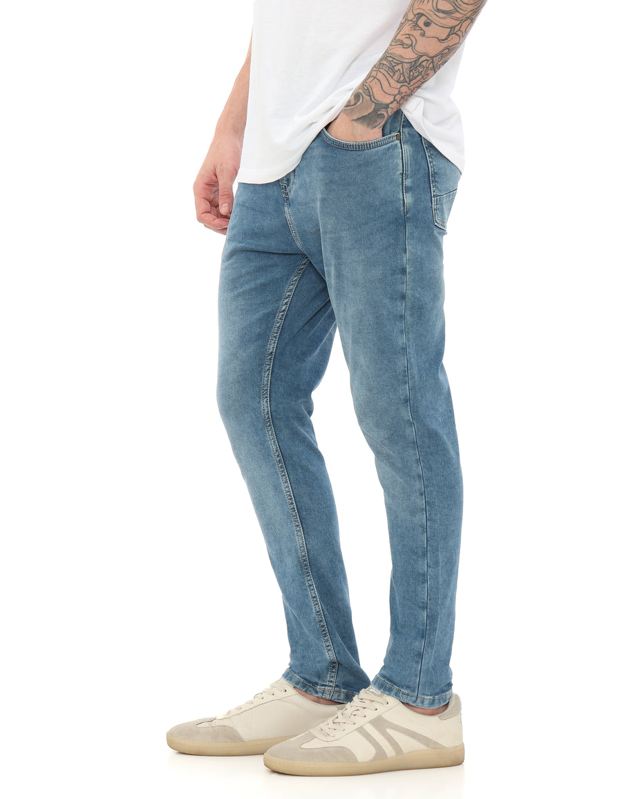 Skinny Fit Cotton Dobby Jeans - Blue