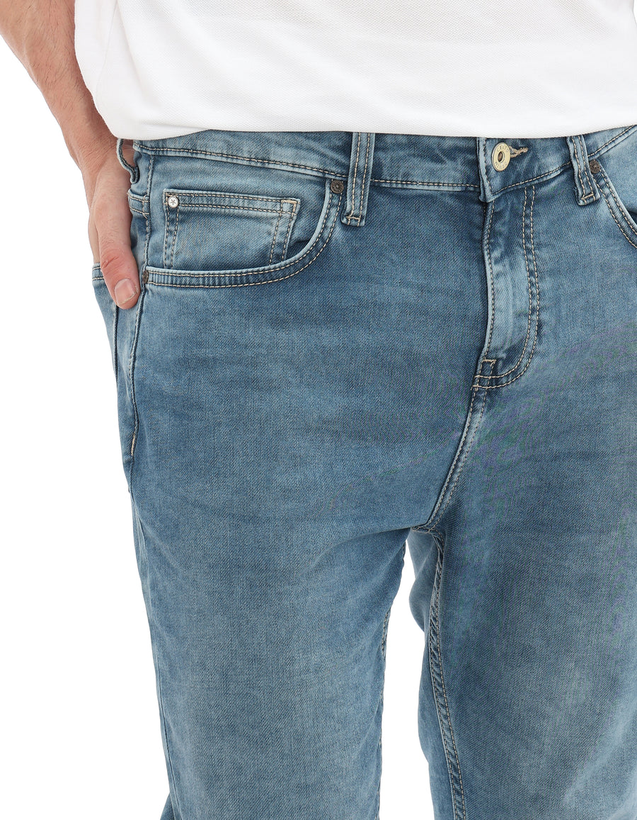 Skinny Fit Cotton Dobby Jeans - Blue