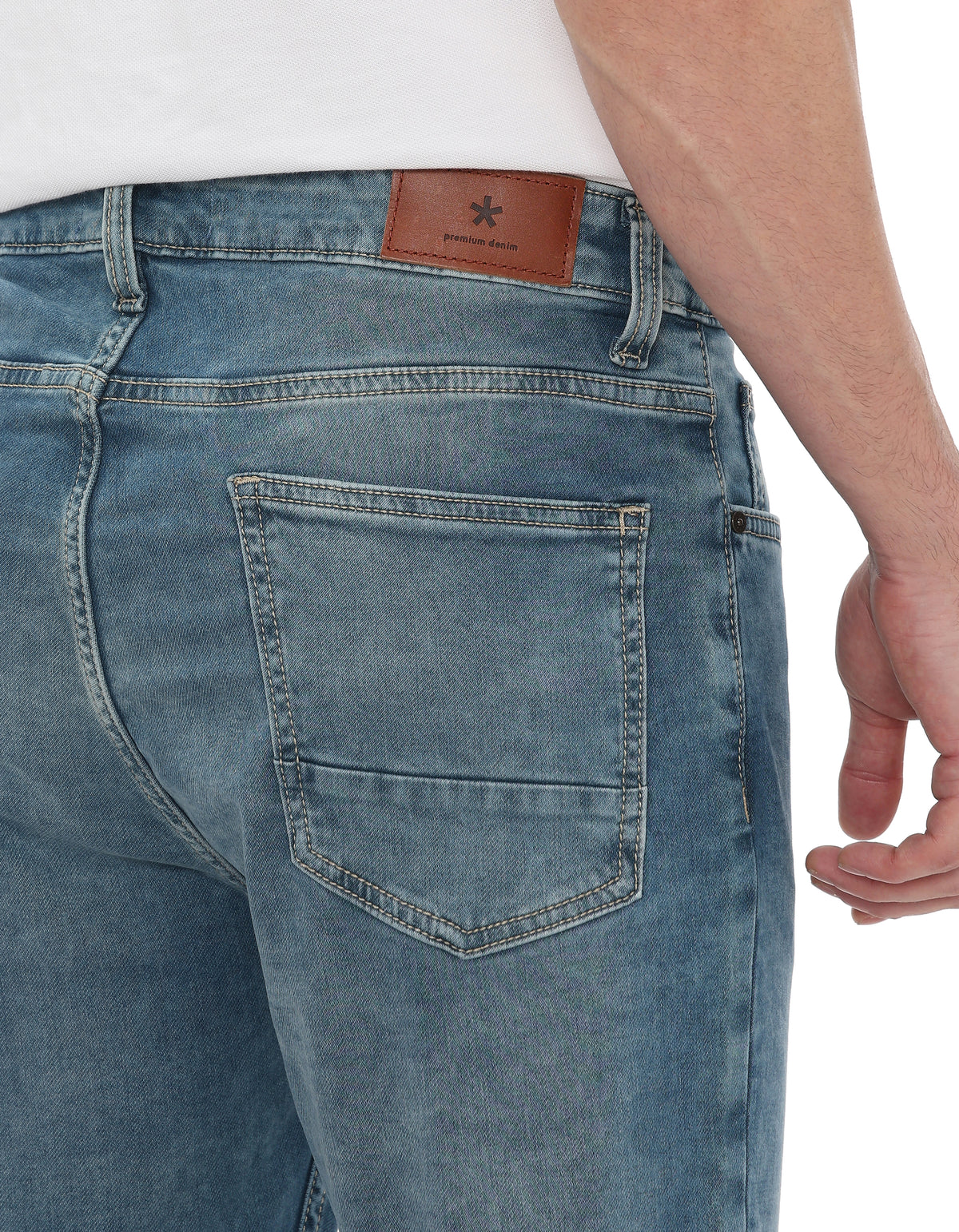 Skinny Fit Cotton Dobby Jeans - Blue
