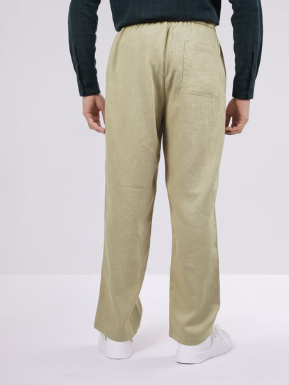 Celio* Men Beige Solid Loose Fit Viscose Trousers