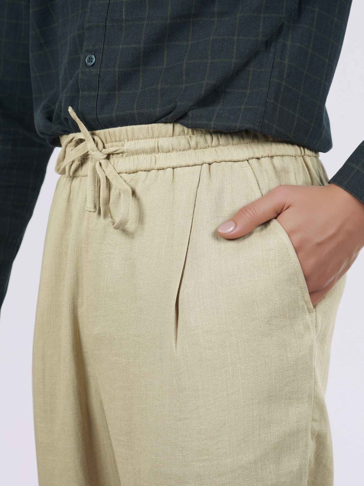 Celio* Men Beige Solid Loose Fit Viscose Trousers