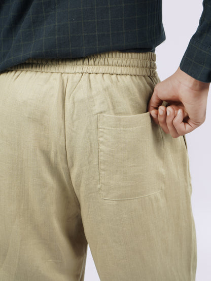 Celio* Men Beige Solid Loose Fit Viscose Trousers