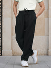 Celio* Men Black Solid Loose Fit Viscose Trousers