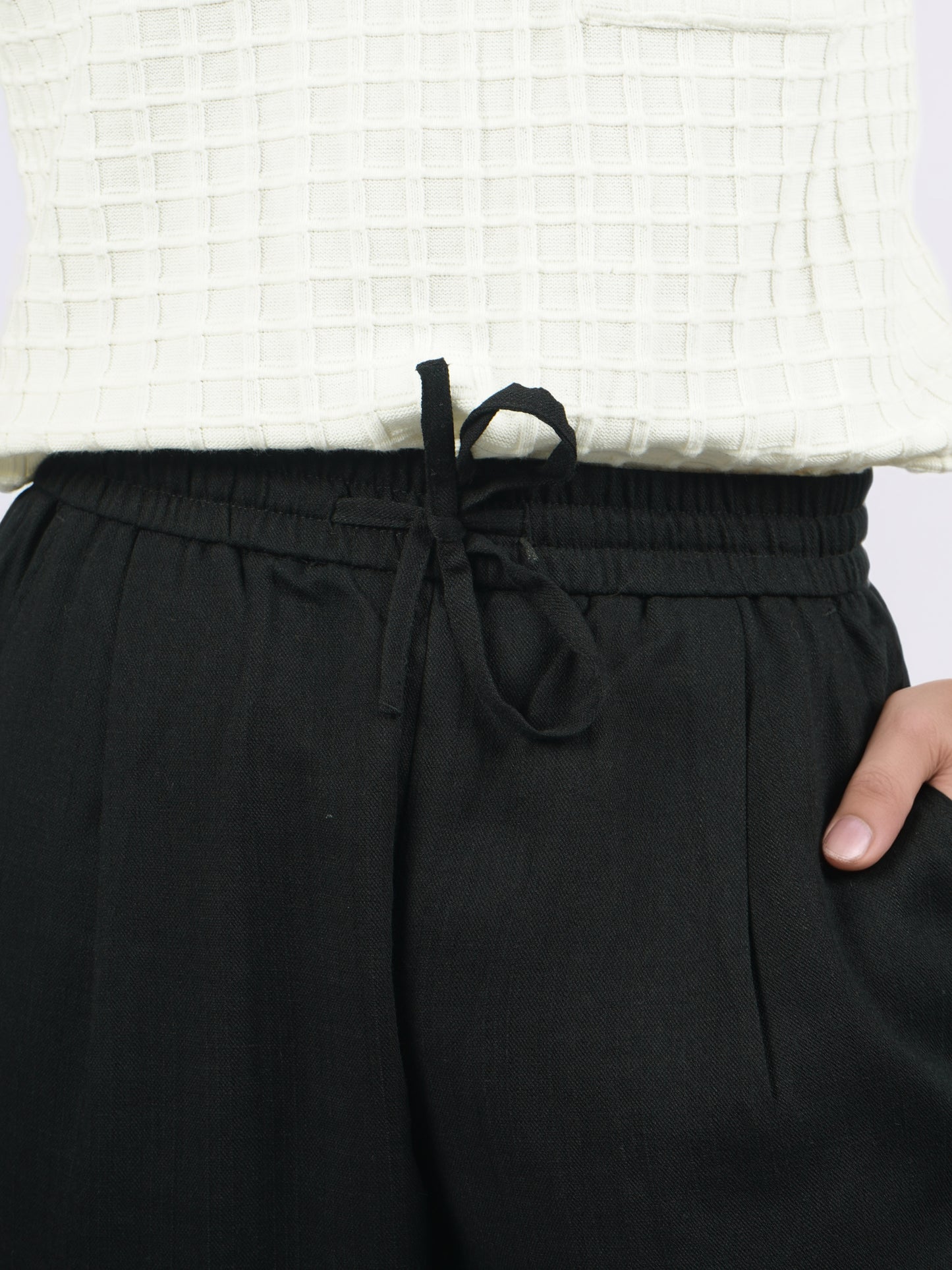 Celio* Men Black Solid Loose Fit Viscose Trousers