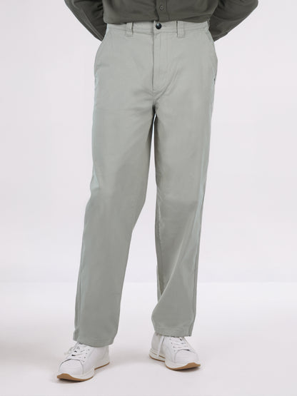 Celio* Men Beige Solid Baggy Fit Cotton Trousers