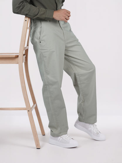 Celio* Men Beige Solid Baggy Fit Cotton Trousers