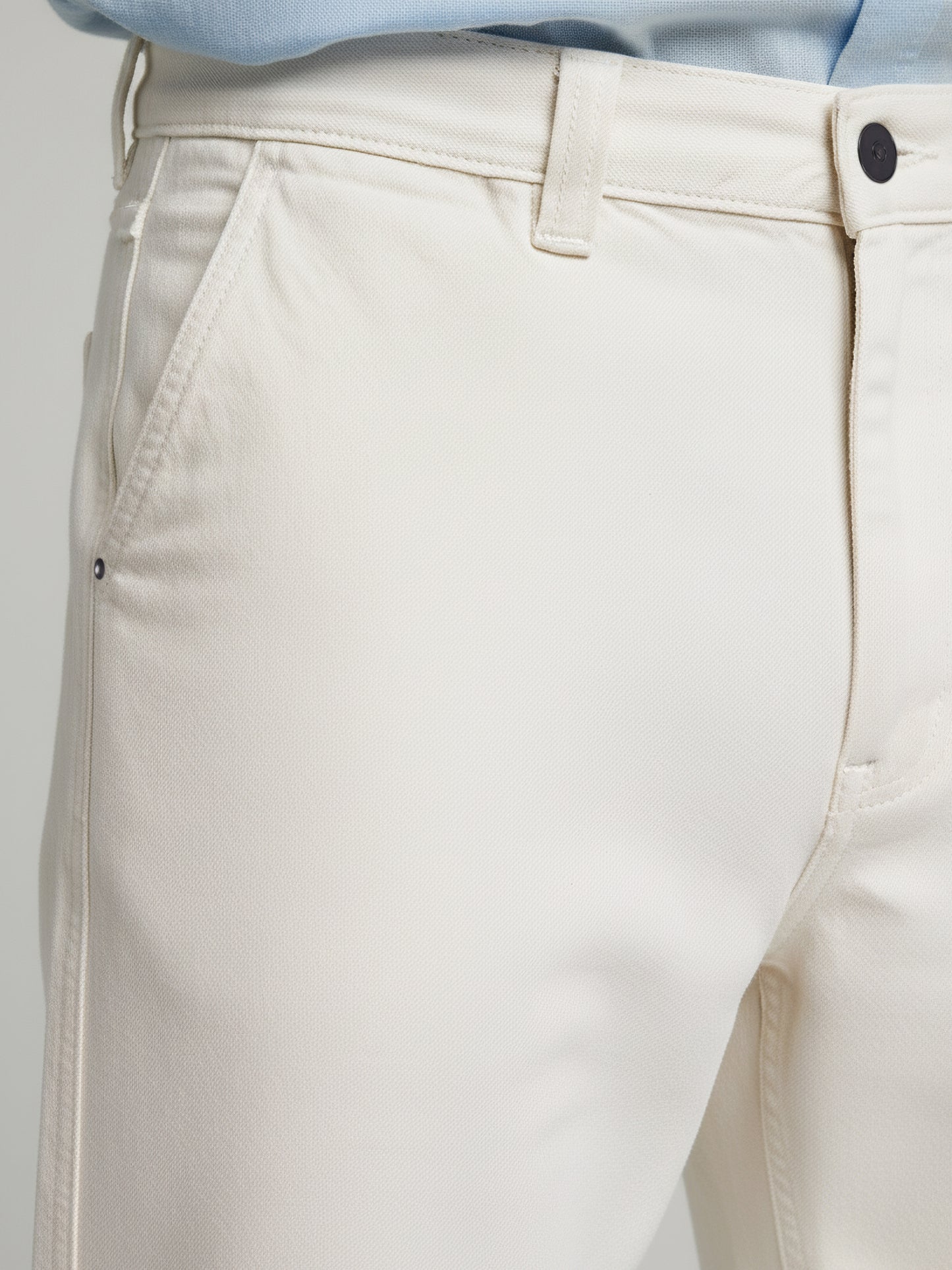 Celio Men  White Solid Baggy Cotton Trousers