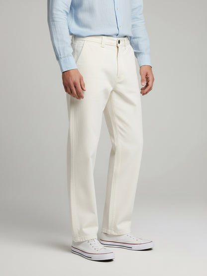 Celio Men  White Solid Baggy Cotton Trousers