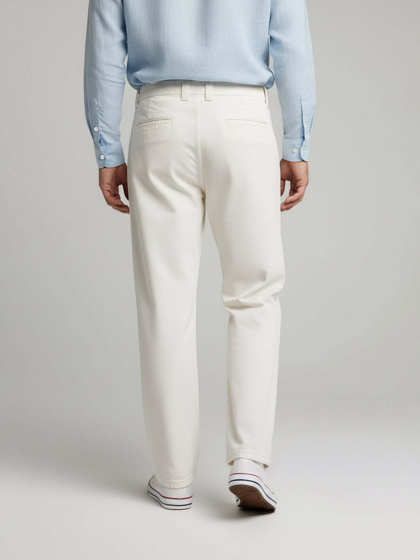 Celio Men  White Solid Baggy Cotton Trousers