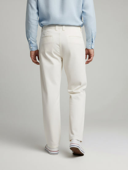 Celio Men  White Solid Baggy Cotton Trousers