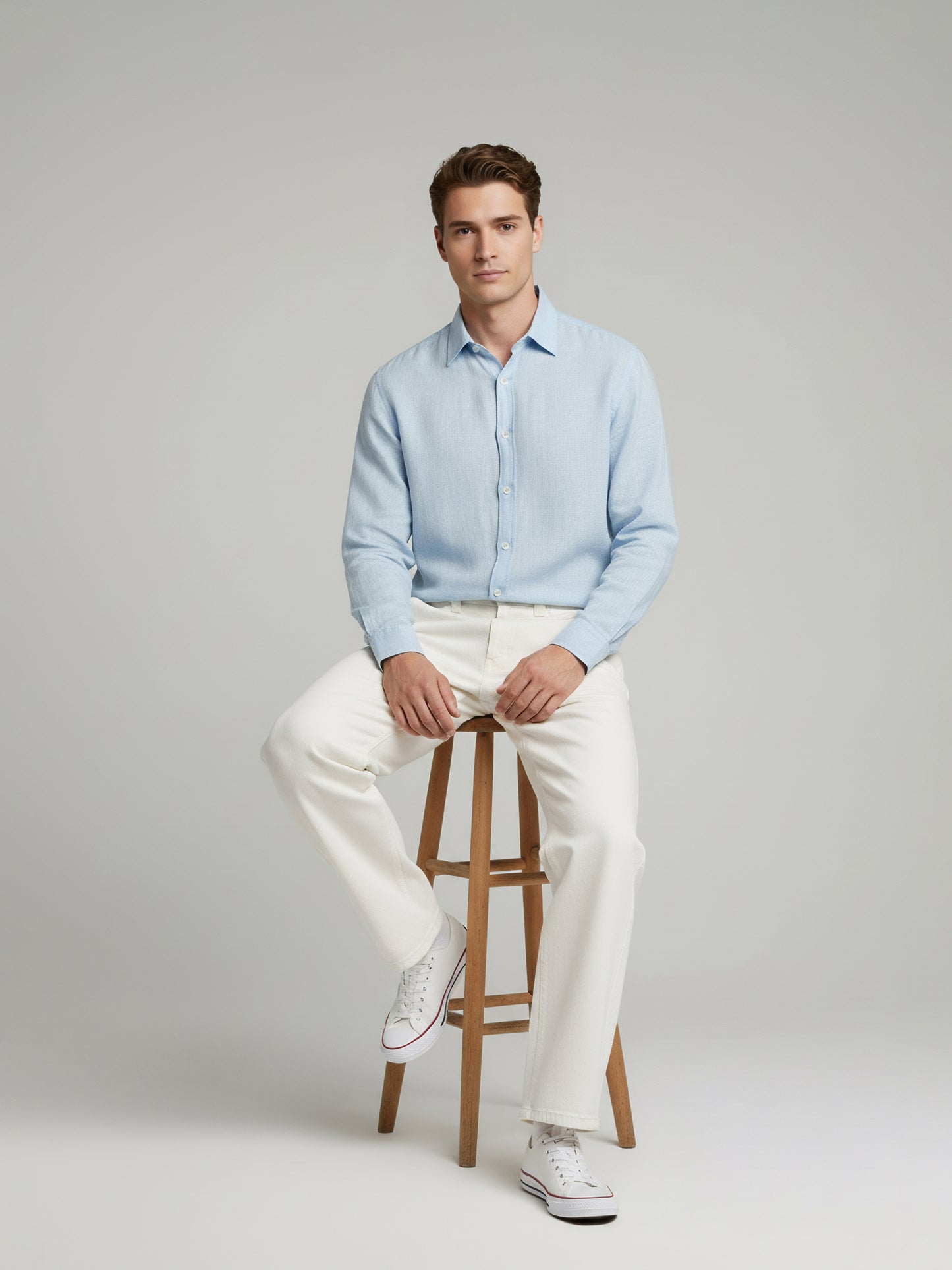 Celio Men  White Solid Baggy Cotton Trousers