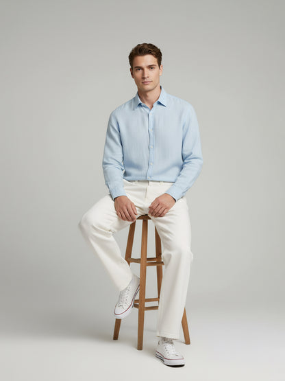 Celio Men  White Solid Baggy Cotton Trousers