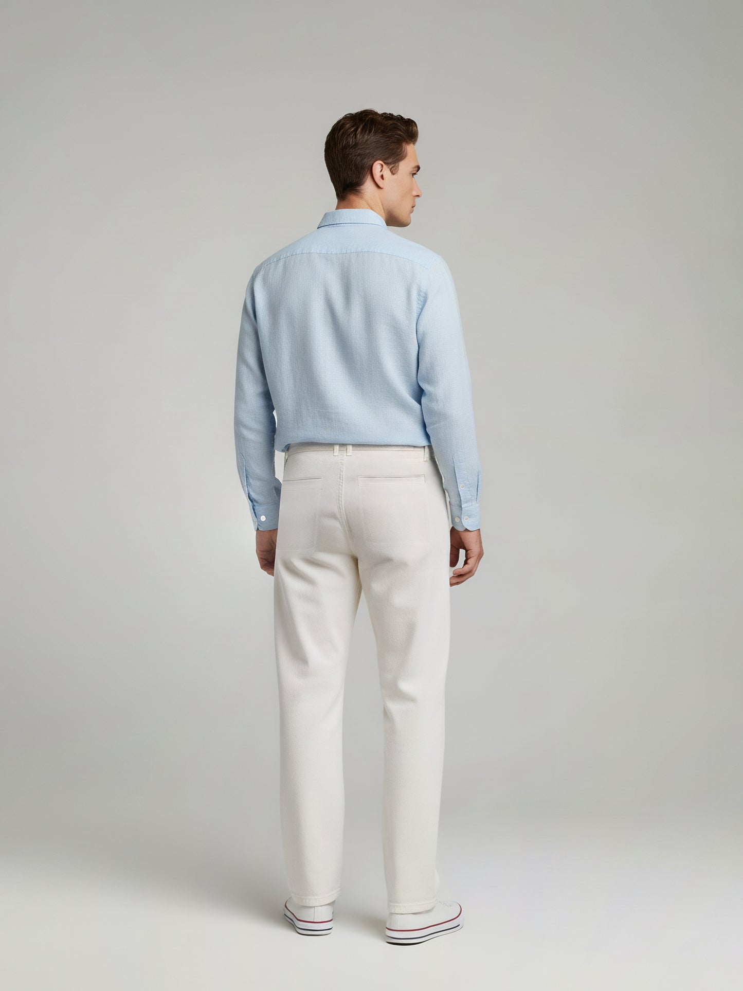 Celio Men  White Solid Baggy Cotton Trousers