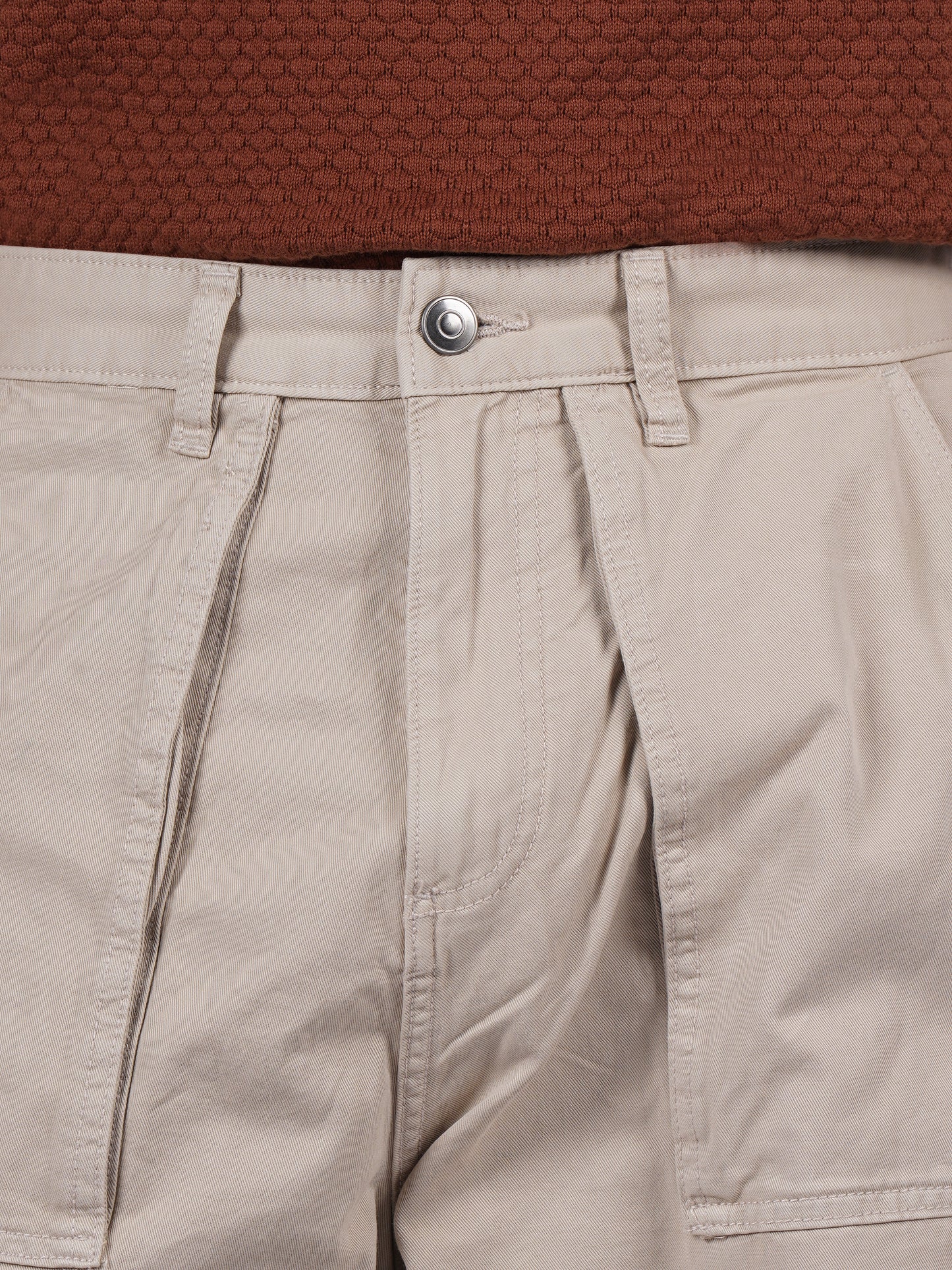 Celio* Men Beige Solid Baggy Fit Cotton Trousers