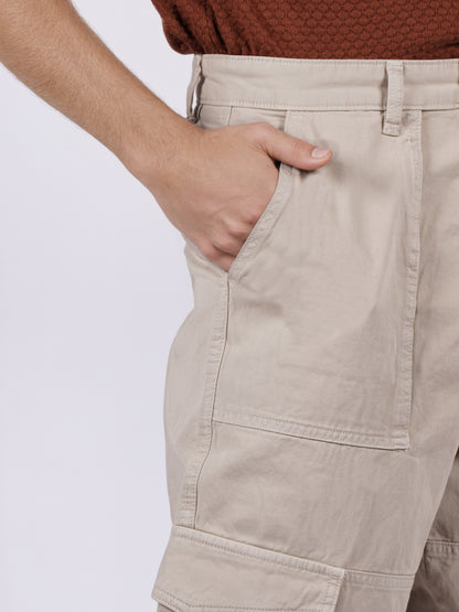 Celio* Men Beige Solid Baggy Fit Cotton Trousers