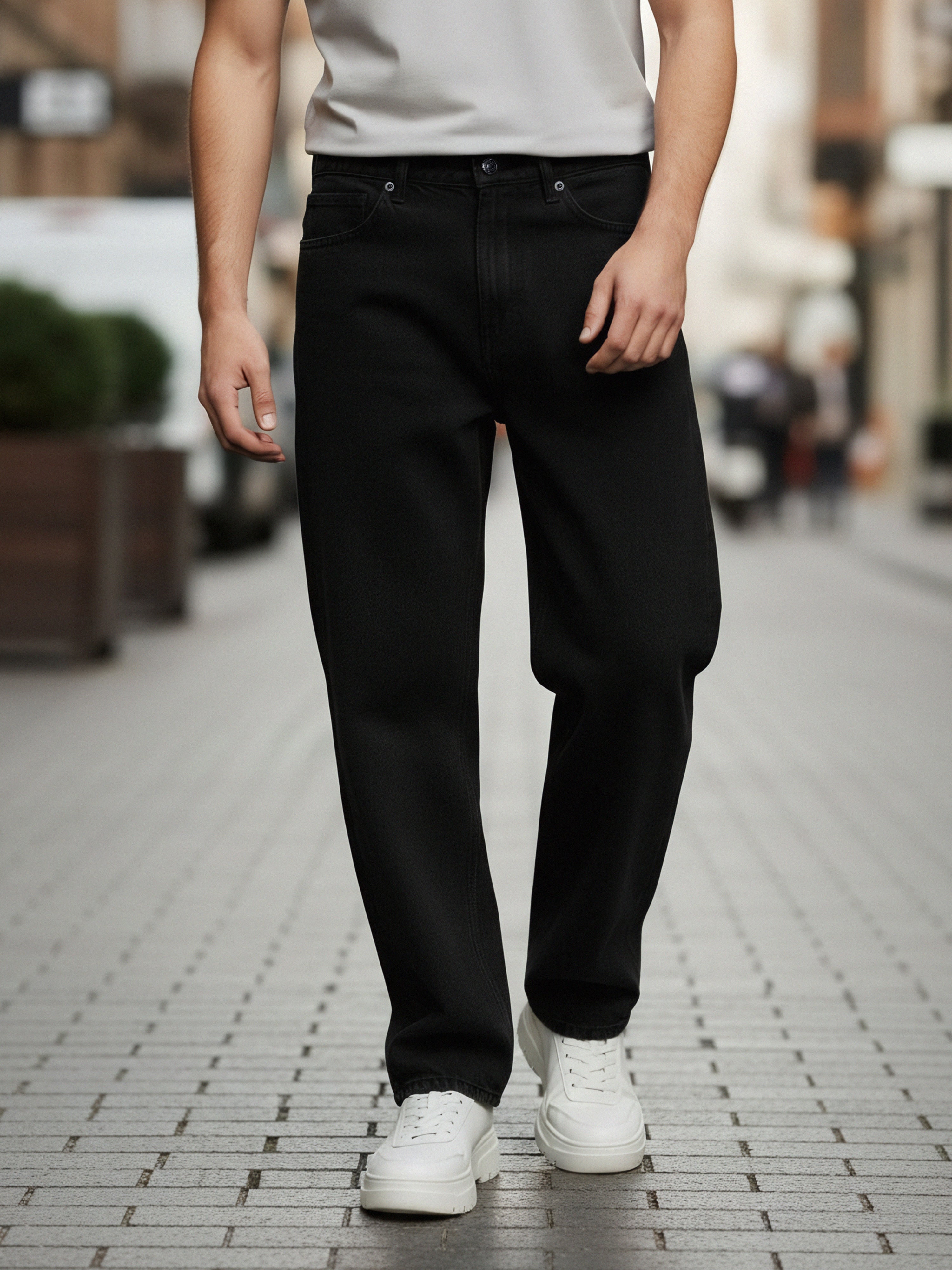 Celio Men  Black Solid balloon-fit Cotton Jeans