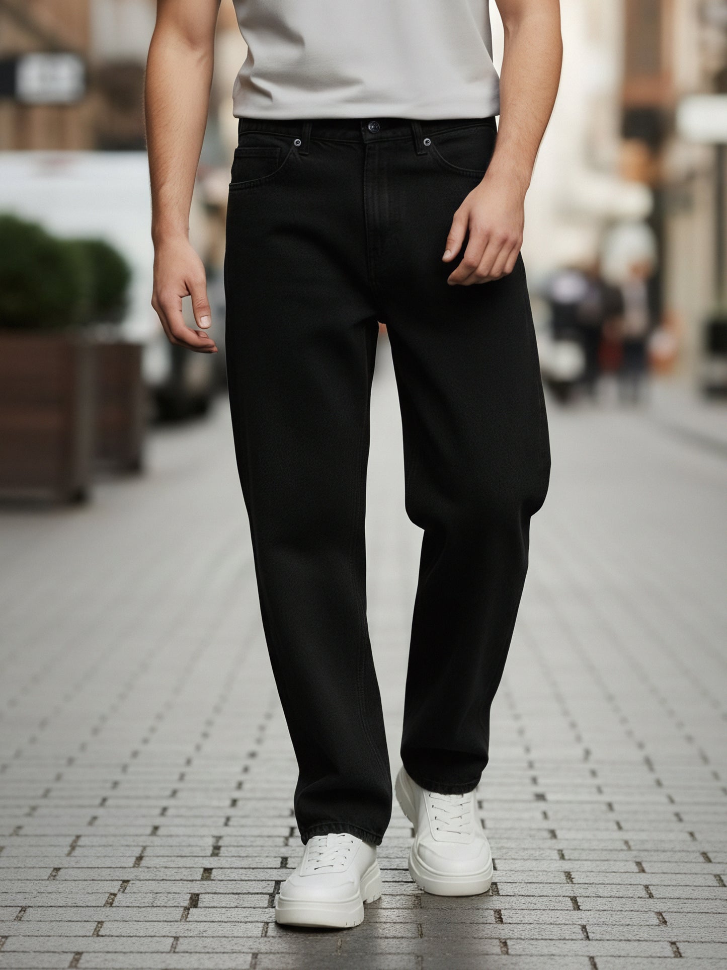 Celio* Men  Black Solid balloon-fit Cotton Jeans