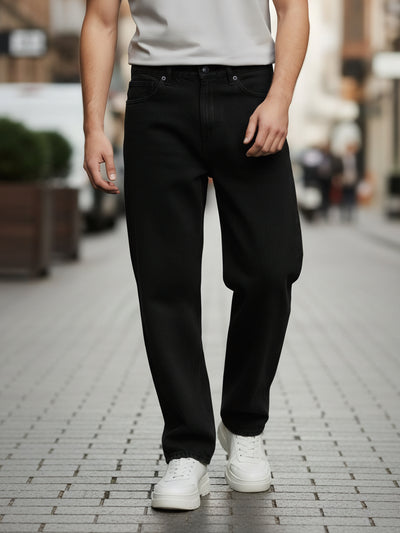 Celio* Men  Black Solid balloon-fit Cotton Jeans