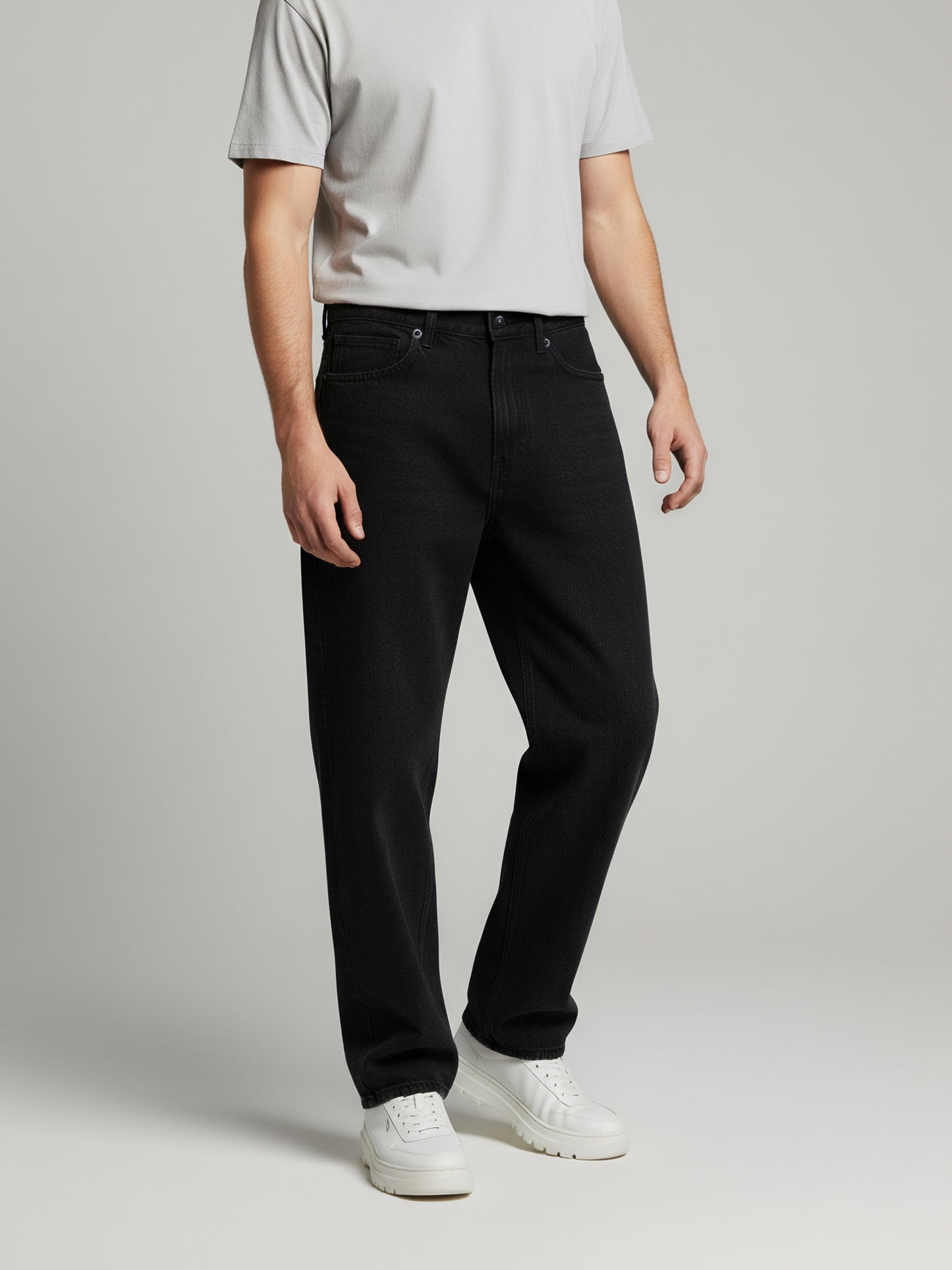 Celio* Men  Black Solid balloon-fit Cotton Jeans