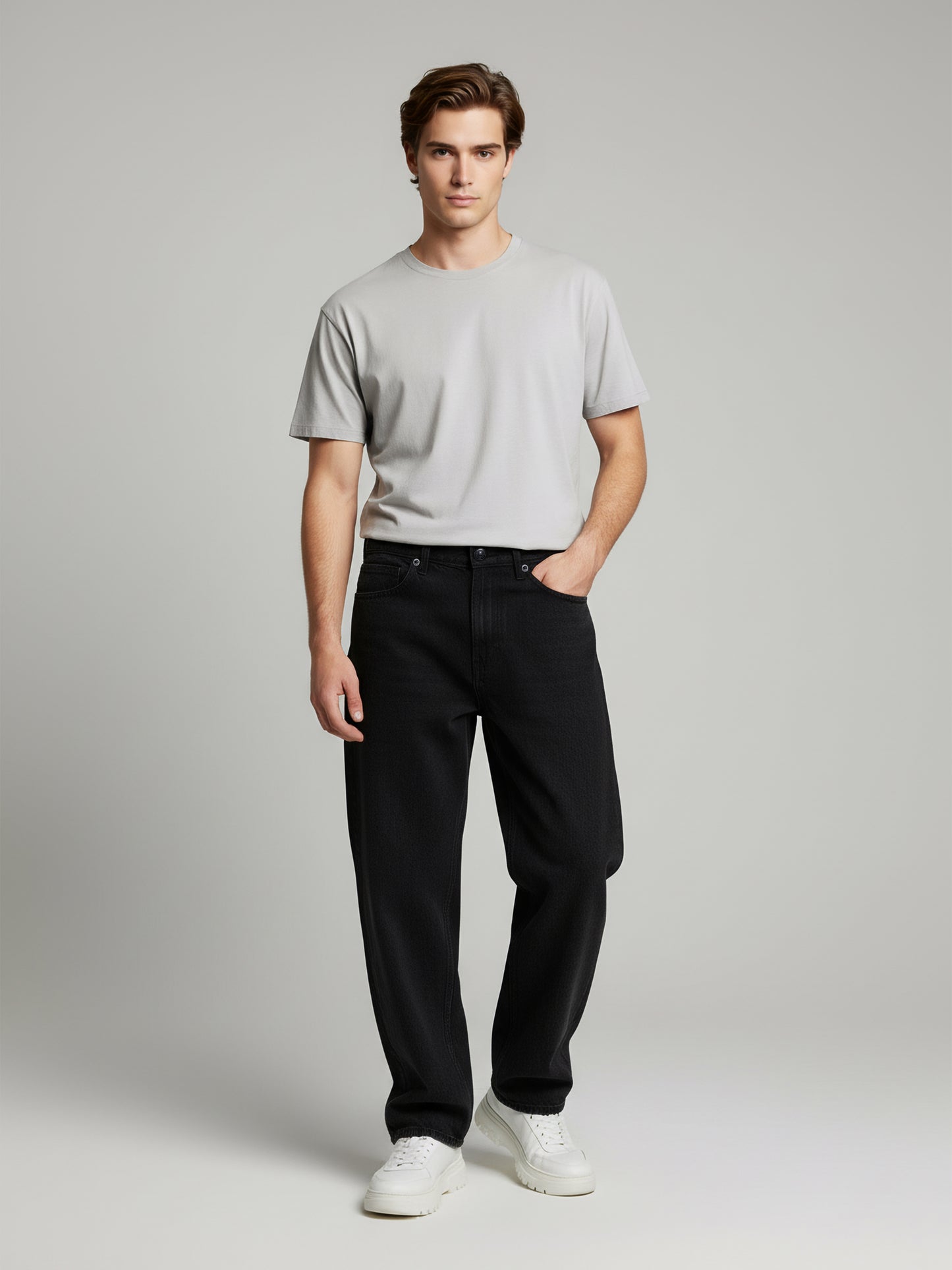 Celio* Men  Black Solid balloon-fit Cotton Jeans