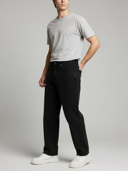 Celio* Men  Black Solid balloon-fit Cotton Jeans