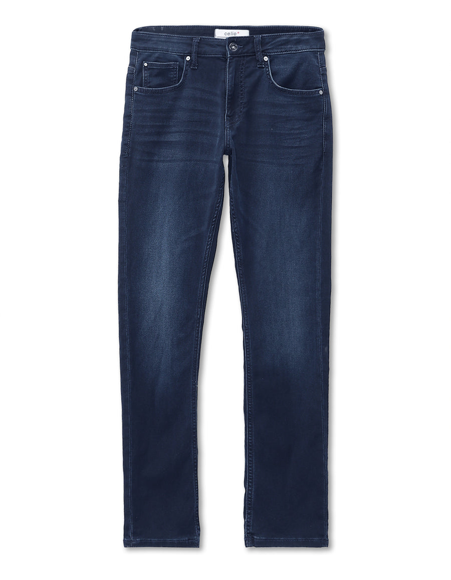Celio* Blue Cotton Slim Fit Solid Jeans for Men