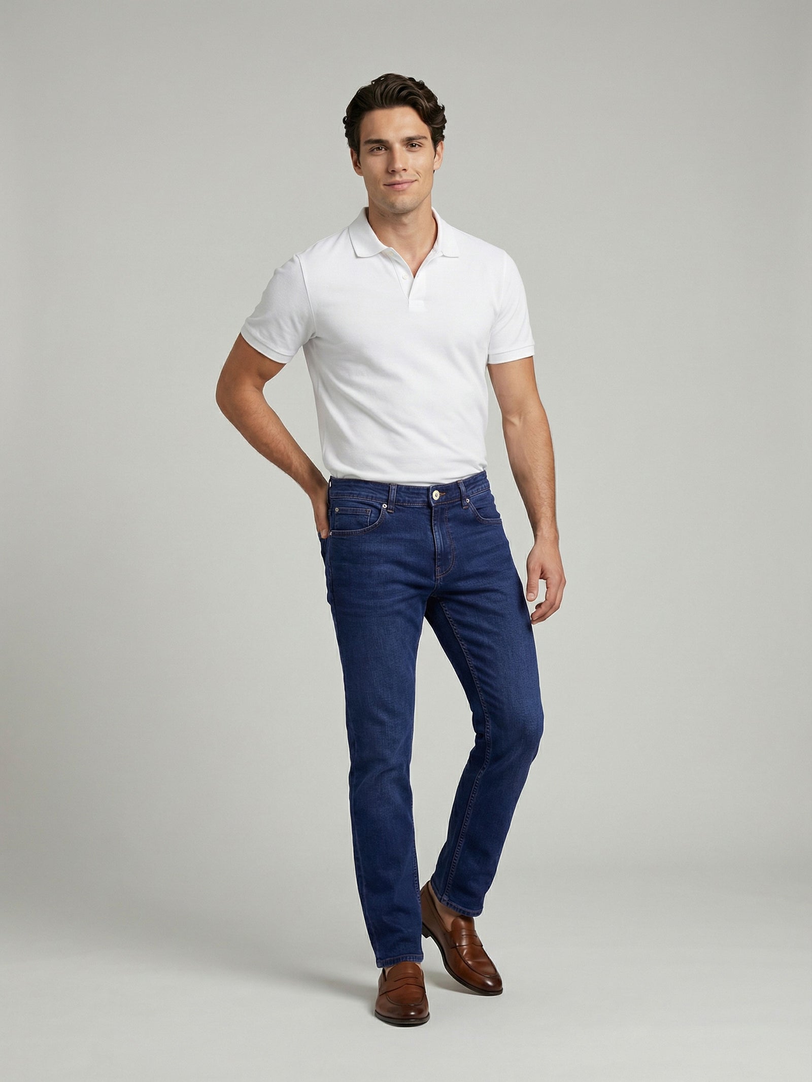Celio* Blue Cotton Slim Fit Solid Jeans for Men