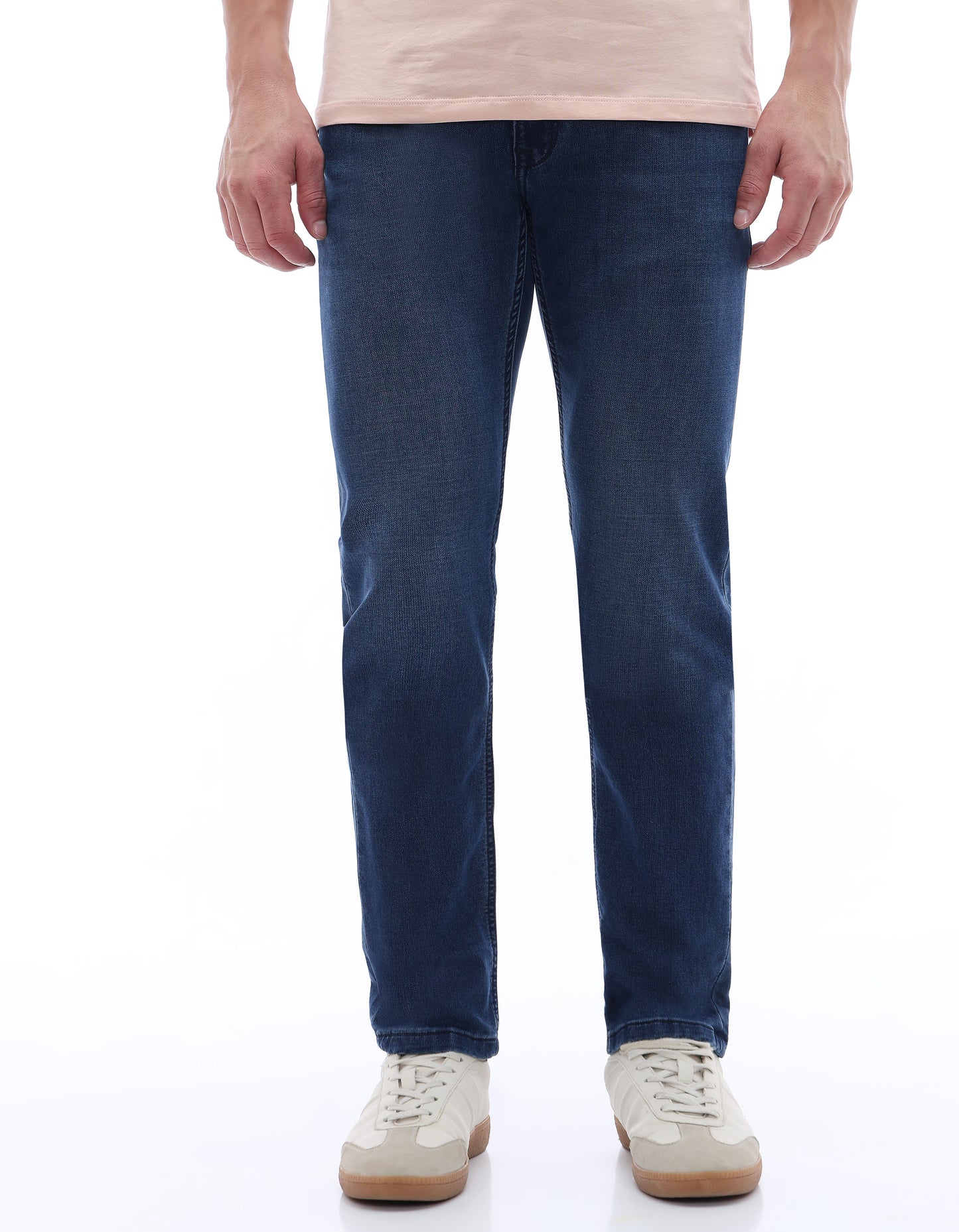 Celio* Blue Cotton Slim Fit Solid Jeans for Men