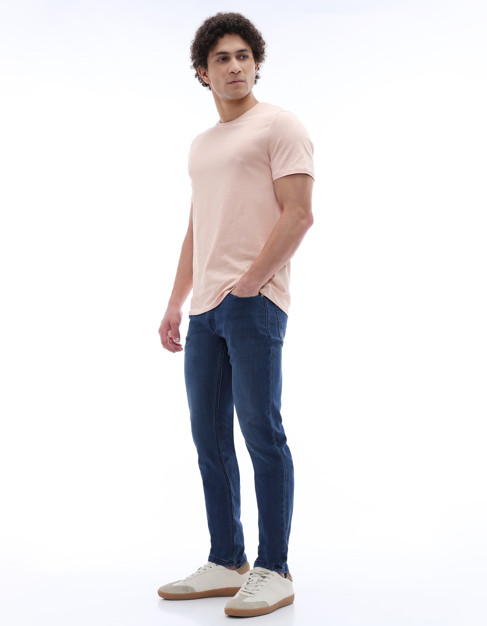 Celio* Blue Cotton Slim Fit Solid Jeans for Men