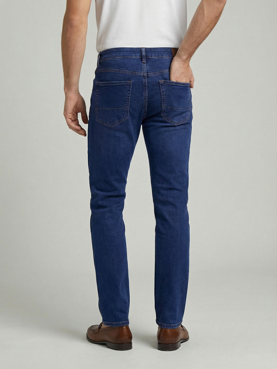 Celio* Blue Cotton Slim Fit Solid Jeans for Men