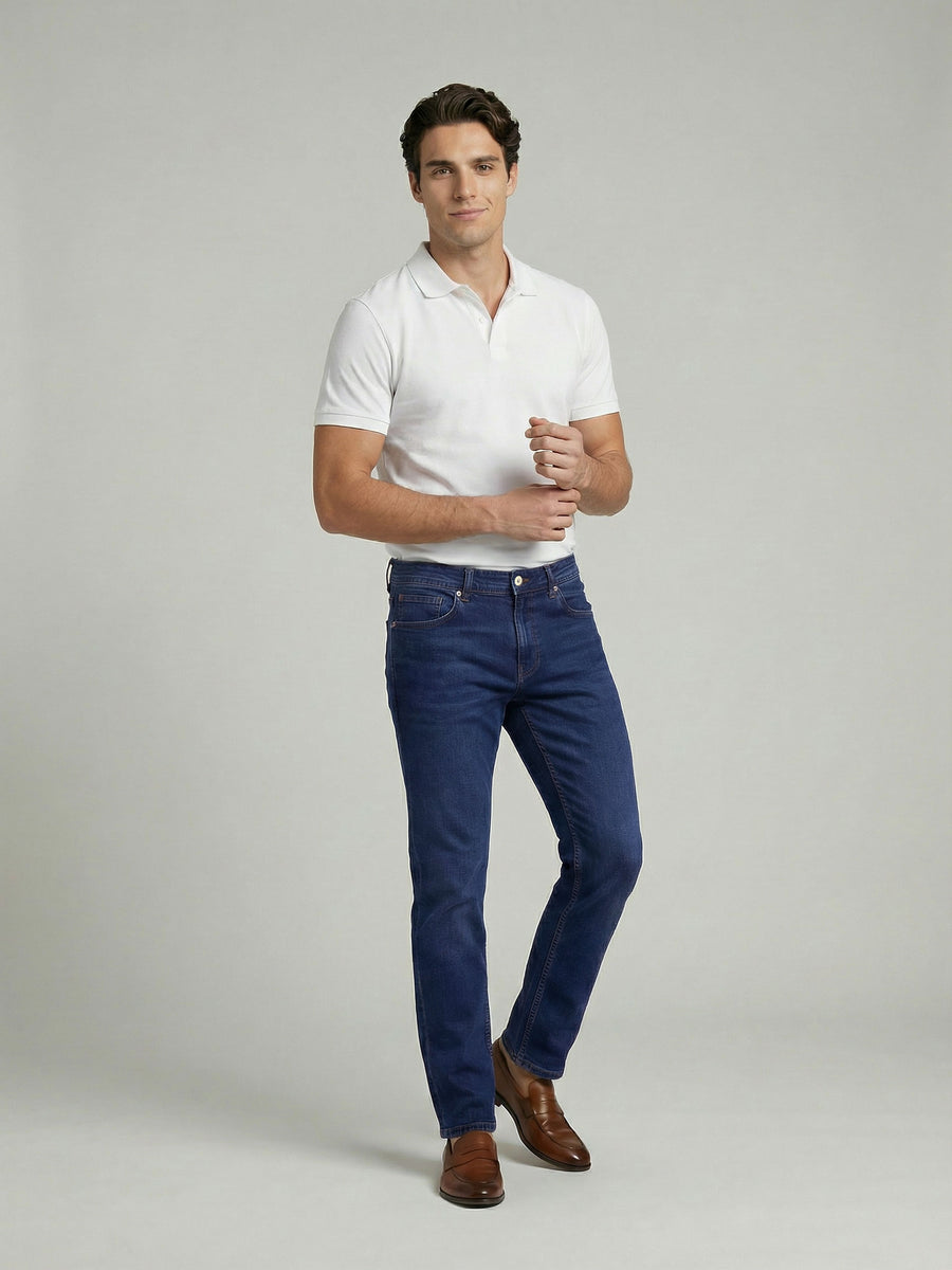 Celio* Blue Cotton Slim Fit Solid Jeans for Men