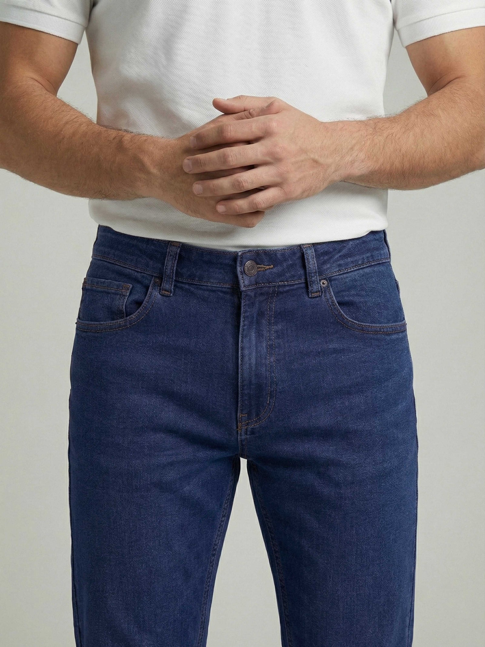 Celio* Blue Cotton Slim Fit Solid Jeans for Men