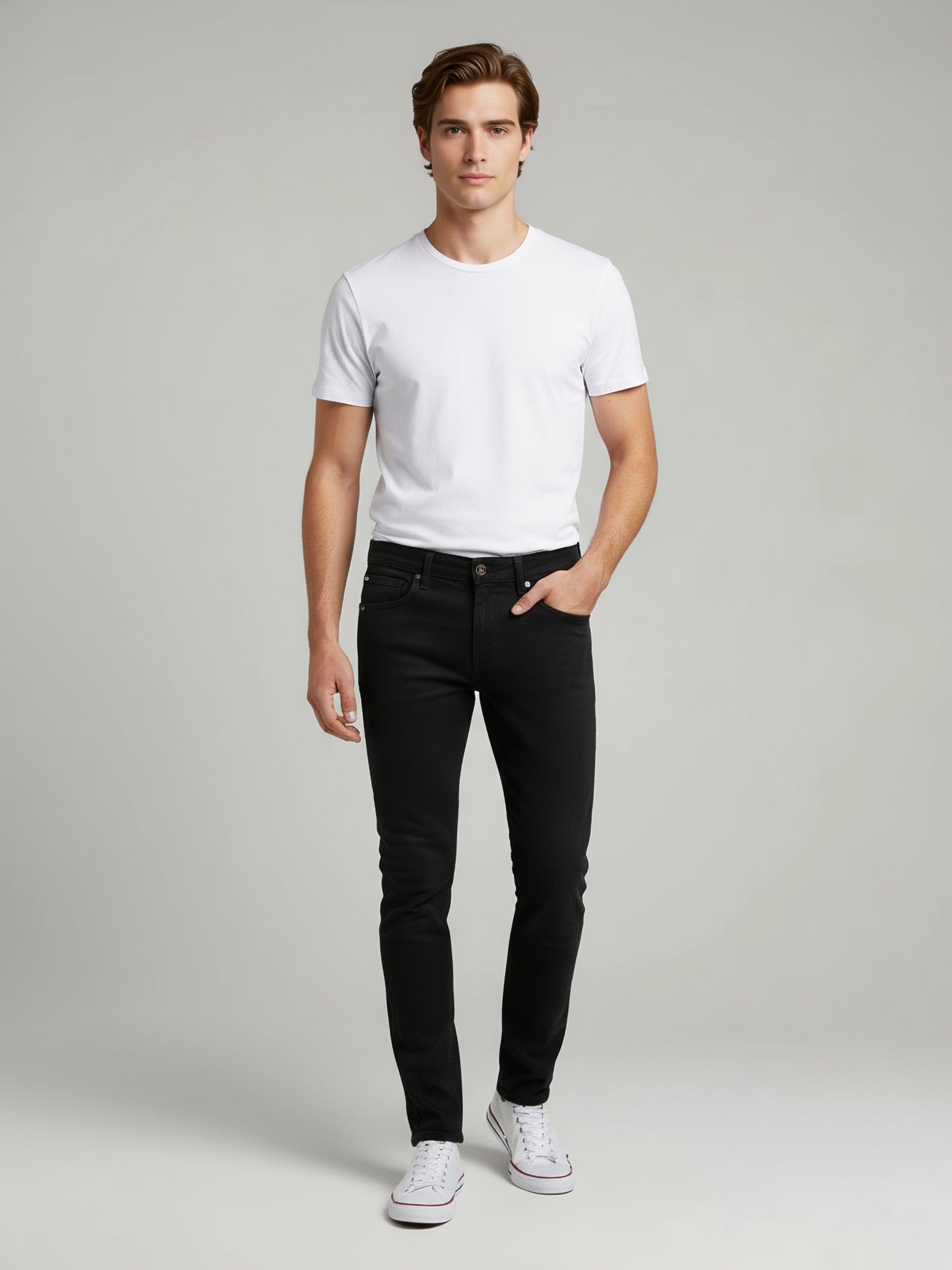 Celio* Men Black Solid Straight Fit Cotton Jeans