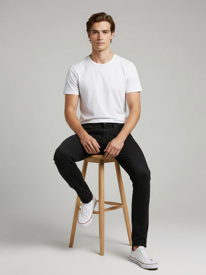 Celio* Men Black Solid Straight Fit Cotton Jeans