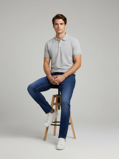 Celio* Men  Blue Solid Bootcut Cotton Jeans