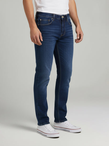 Celio* Men  Blue Solid Bootcut Cotton Jeans