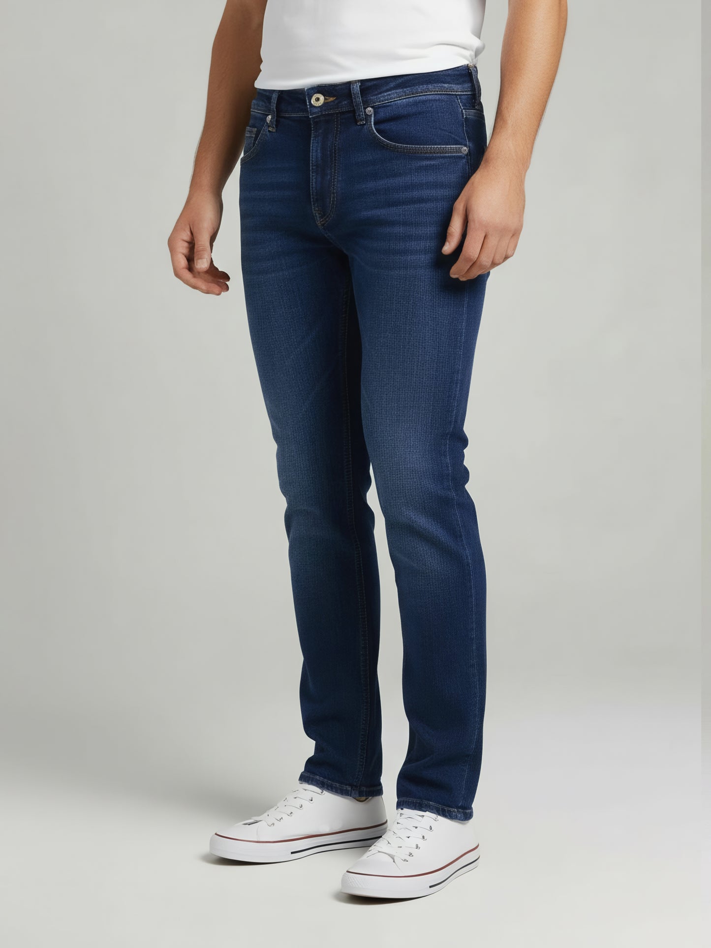 Celio* Men  Blue Solid Bootcut Cotton Jeans