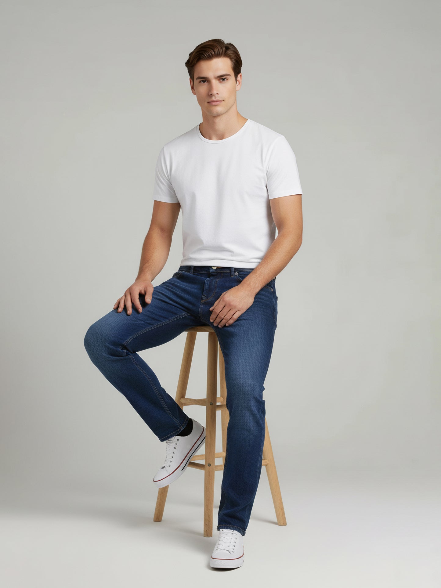 Celio* Men  Blue Solid Bootcut Cotton Jeans