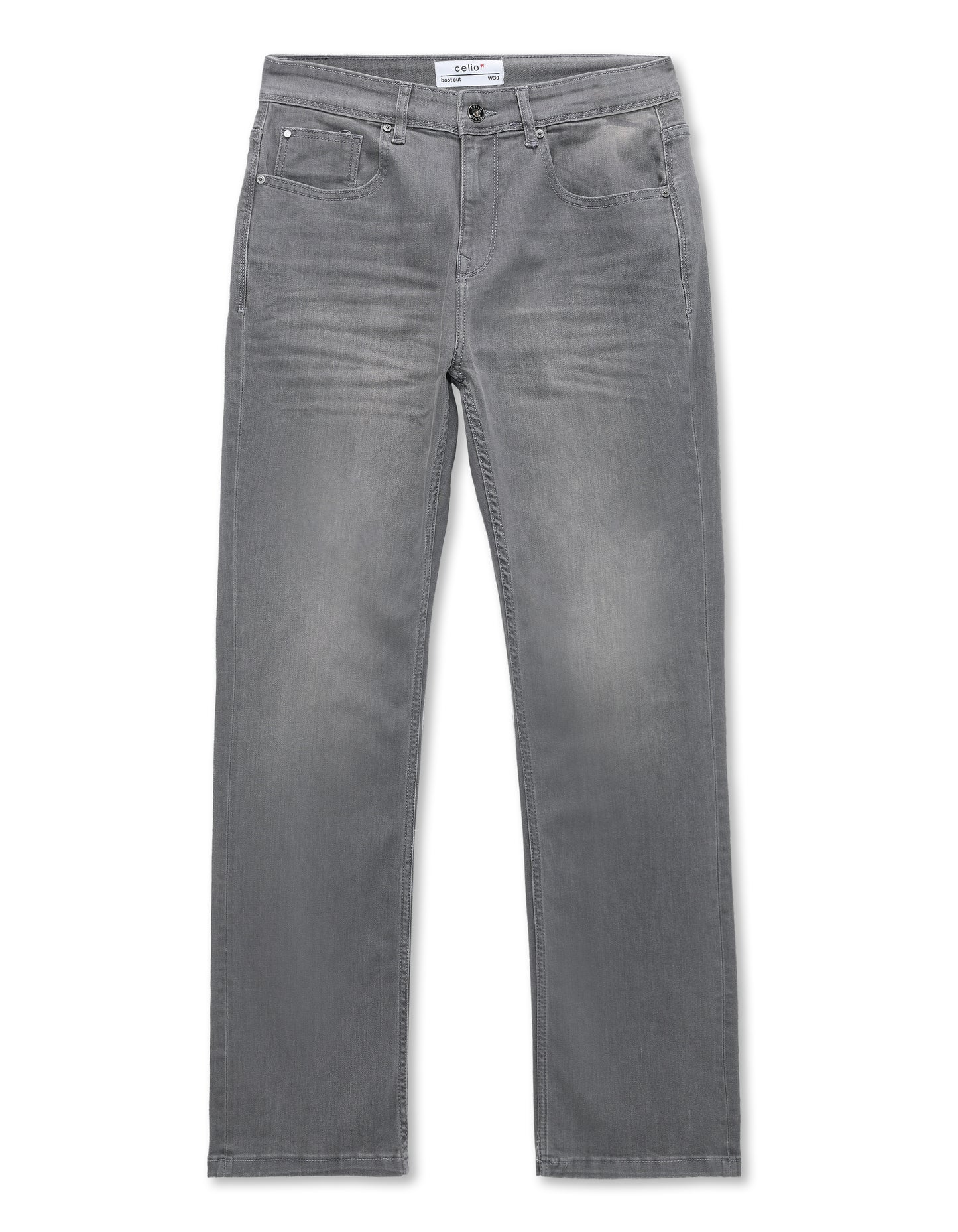 Celio Twill Bootcut Fit Cotton Poly Blend Grey Jeans