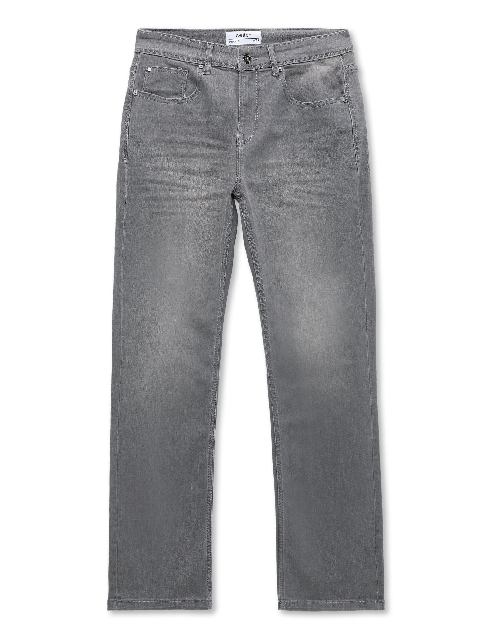 Celio Twill Bootcut Fit Cotton Poly Blend Grey Jeans