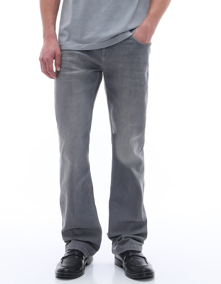 Celio Twill Bootcut Fit Cotton Poly Blend Grey Jeans