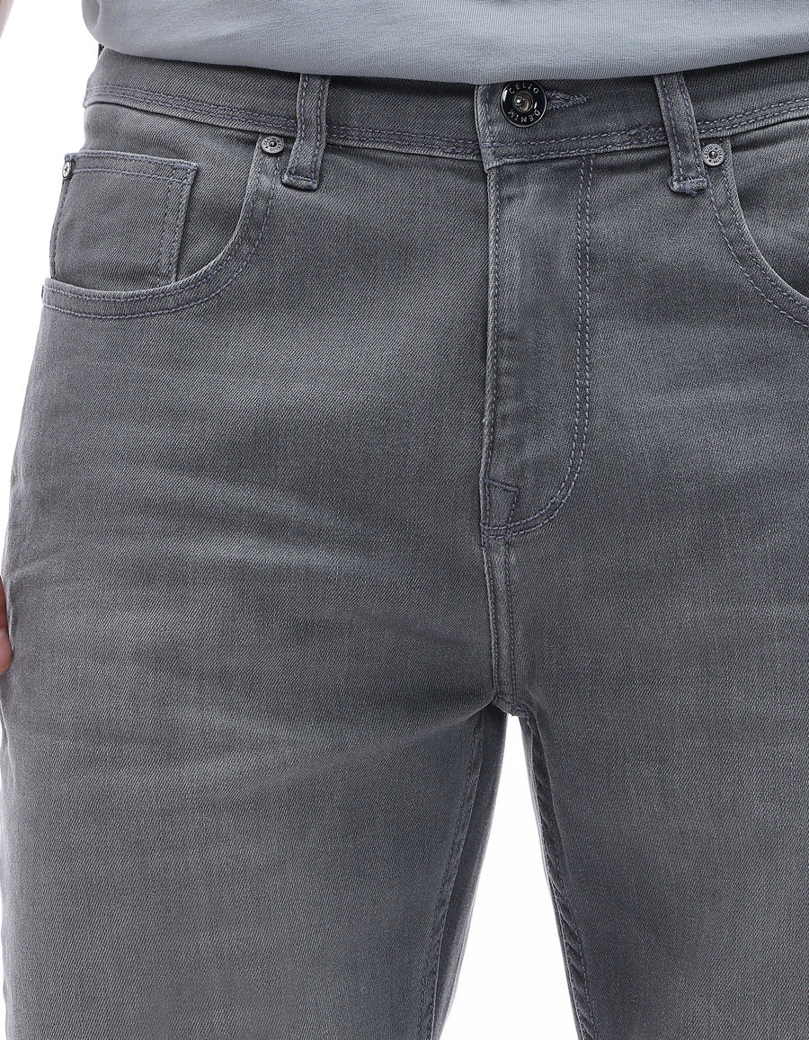Celio Twill Bootcut Fit Cotton Poly Blend Grey Jeans