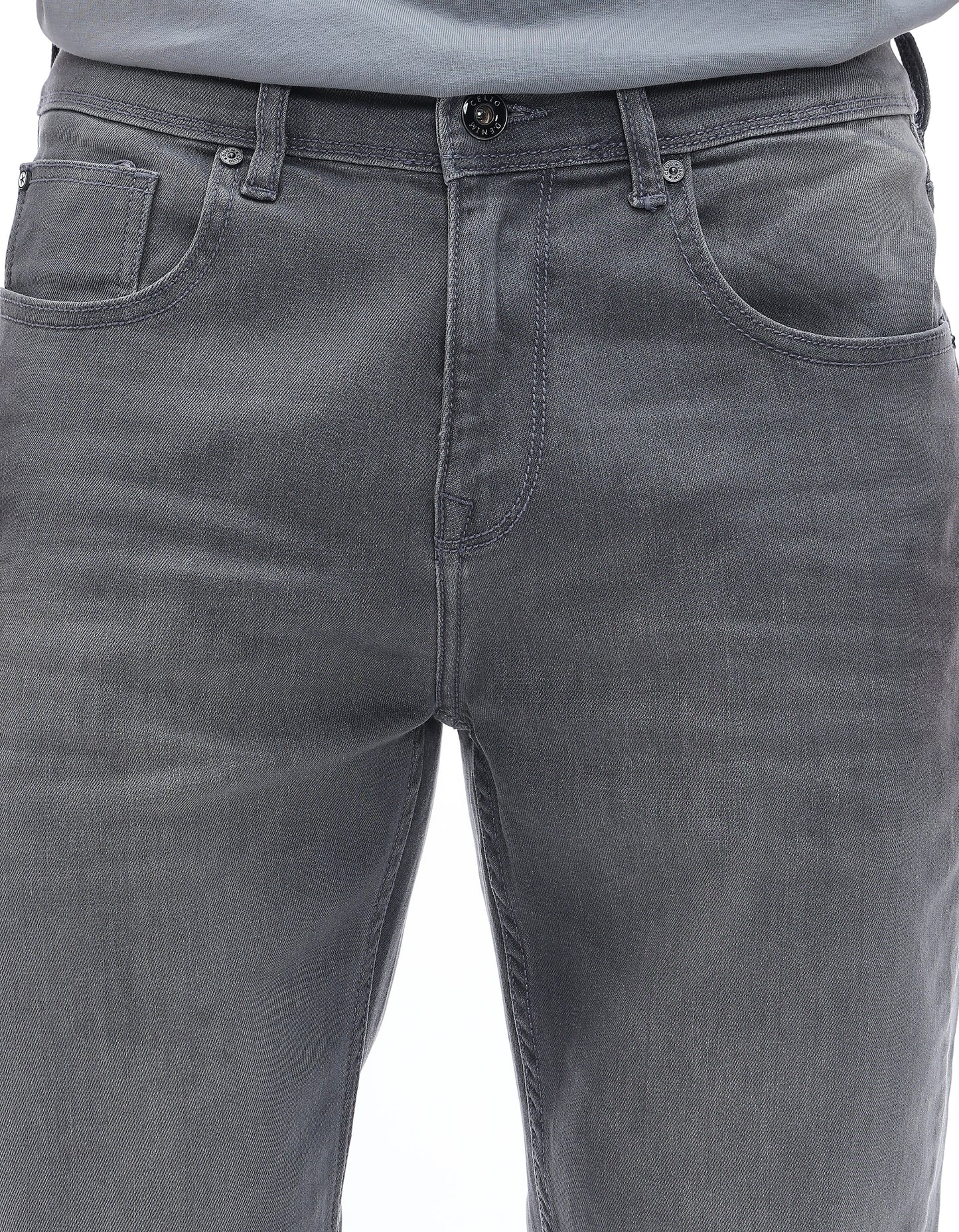 Celio Twill Bootcut Fit Cotton Poly Blend Grey Jeans