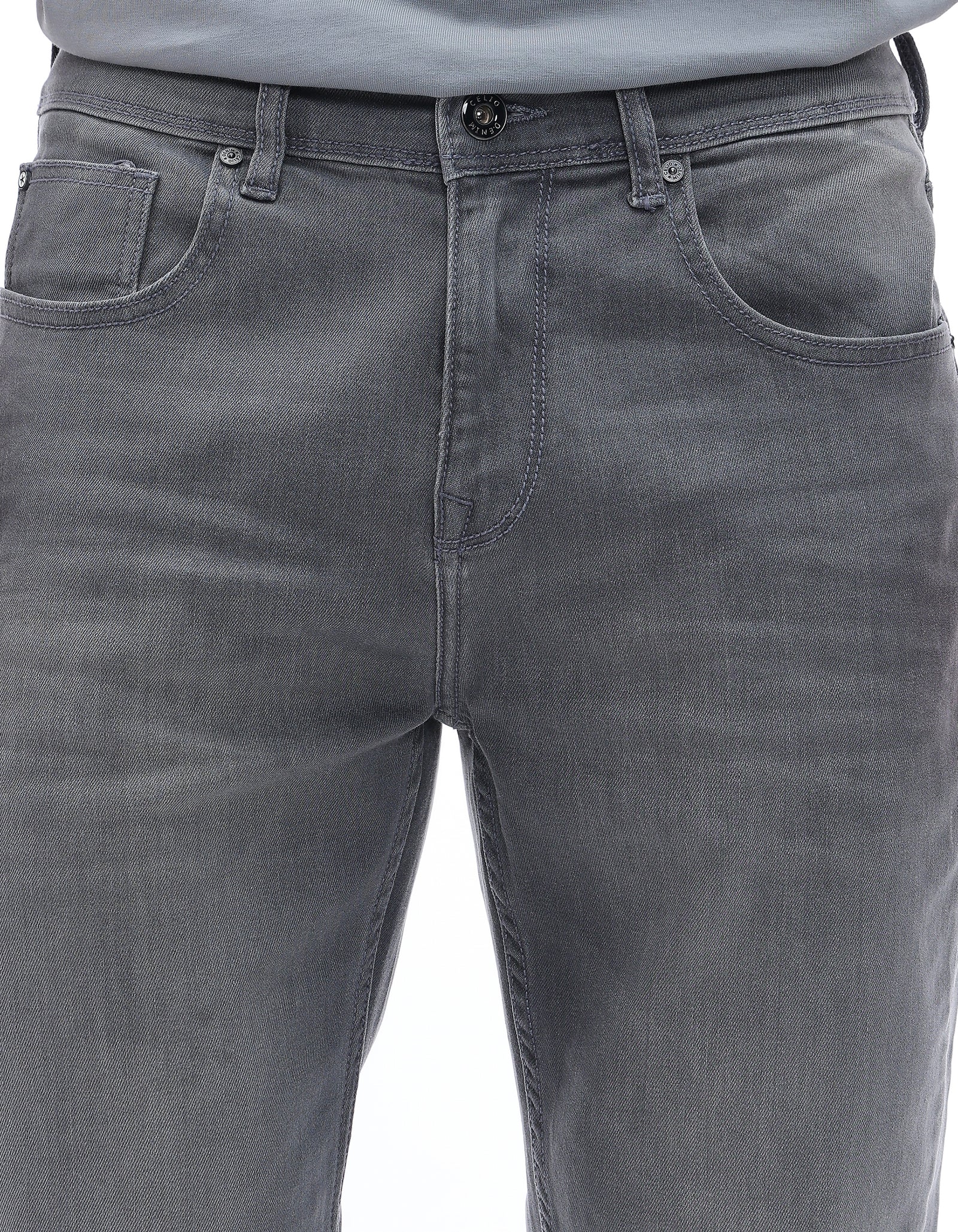 Celio Twill Bootcut Fit Cotton Poly Blend Grey Jeans