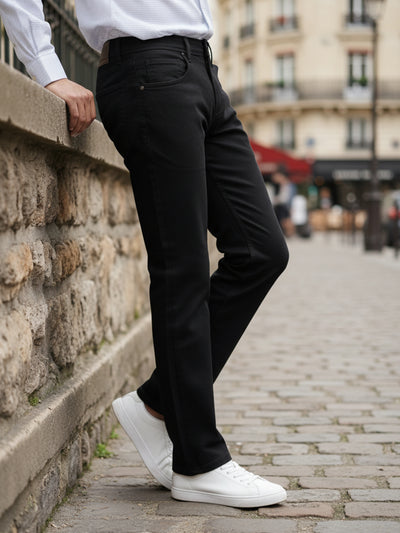 Celio* Men Black Solid Bootcut Fit Cotton Jeans