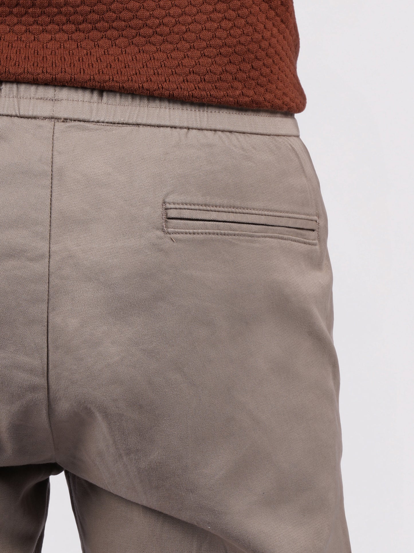 Celio Men Beige Solid Jogger Fit Cotton-Tencel-Blend Trousers