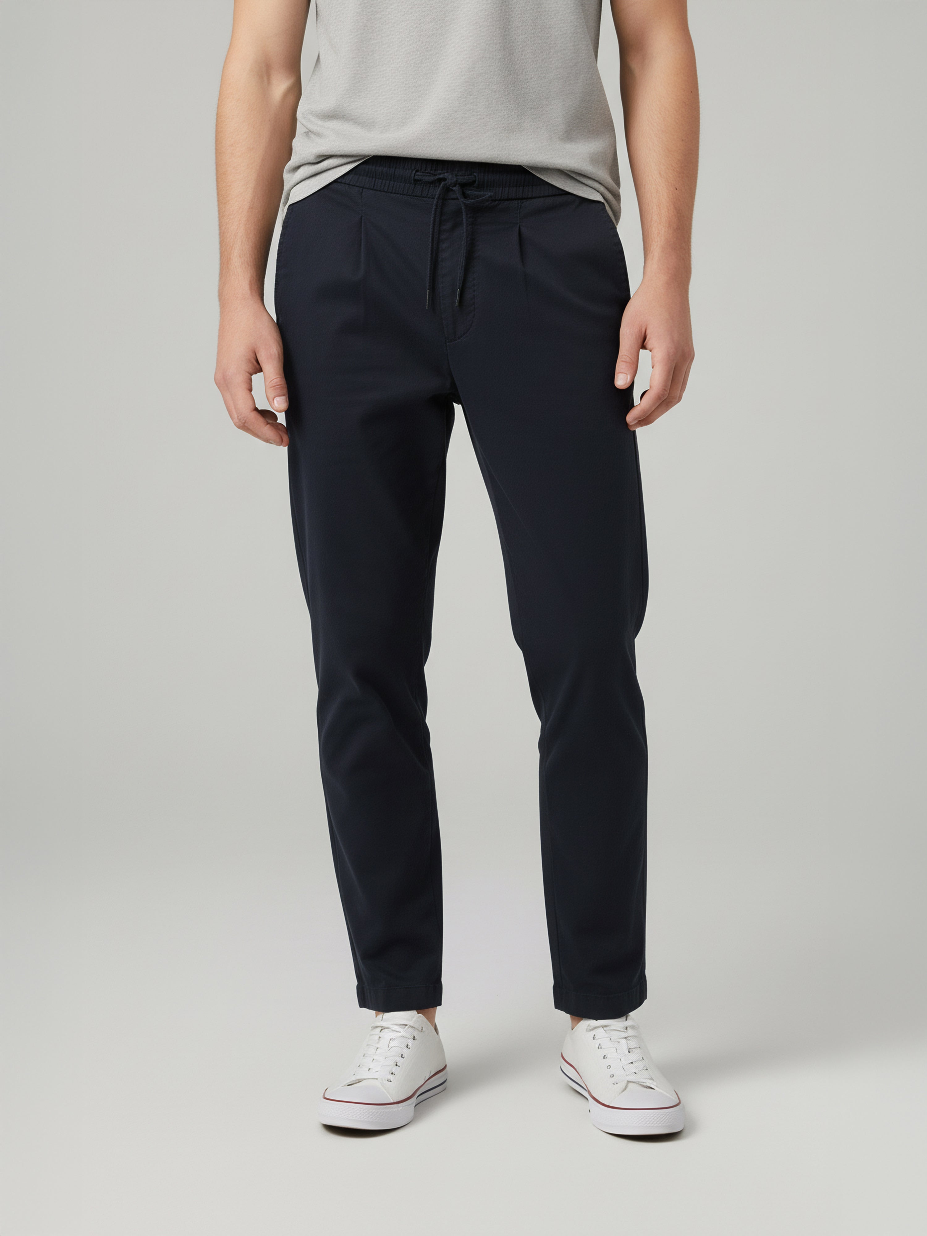 Celio Men Black Solid Jogger Fit Cotton-Tencel-Blend Trousers